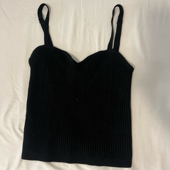 black spaghetti strap black cropped shirt - Picture 2 of 4